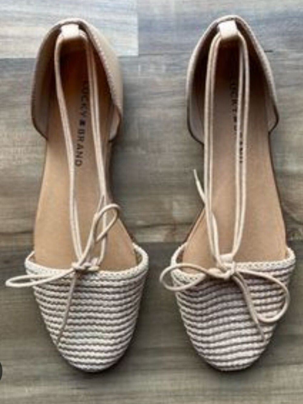 Lucky Brand Beige Flat Rounded Toe Flats Tie Shoes 10